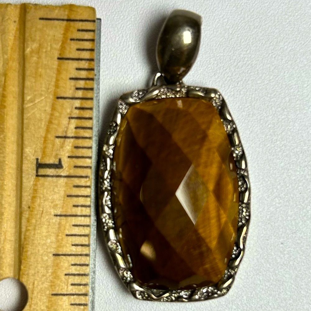 Large Signed 925 Sterling Silver Rectangular Chec… - image 5